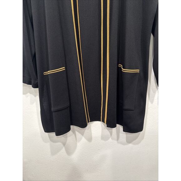 Exclusively Misook Open Front Black Brown Cardigan Women's Plus Size 2X Classic - Picture 3 of 8